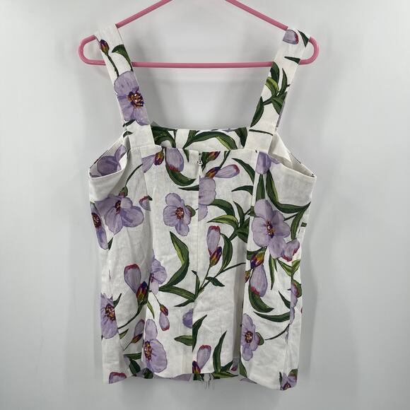 GABRIELLE UNION Balee Tank Size Large Split Hem Linen Blend Floral Summer NWT - Picture 3 of 14